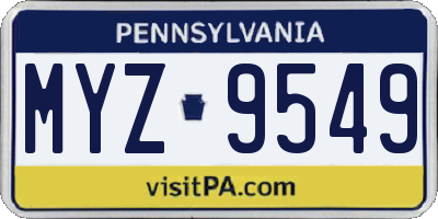 PA license plate MYZ9549