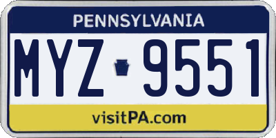 PA license plate MYZ9551