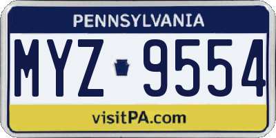 PA license plate MYZ9554