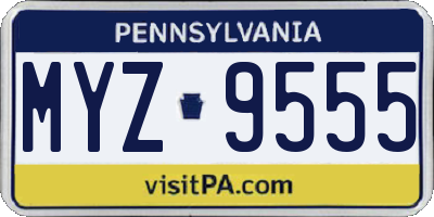 PA license plate MYZ9555