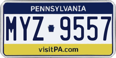 PA license plate MYZ9557