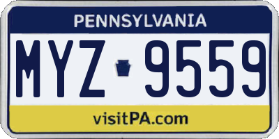 PA license plate MYZ9559