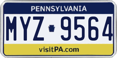 PA license plate MYZ9564