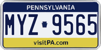 PA license plate MYZ9565