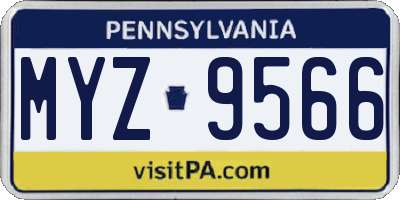 PA license plate MYZ9566