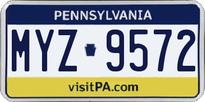 PA license plate MYZ9572