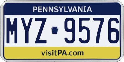 PA license plate MYZ9576