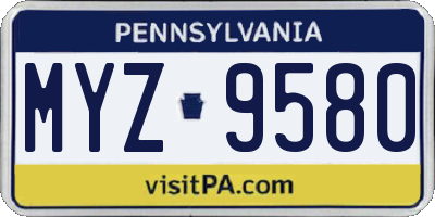 PA license plate MYZ9580