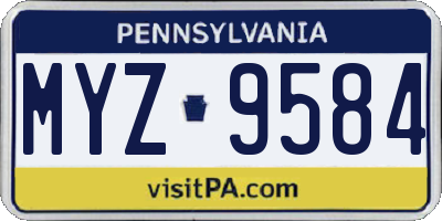 PA license plate MYZ9584