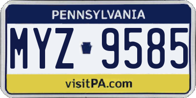 PA license plate MYZ9585