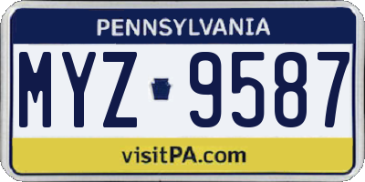 PA license plate MYZ9587