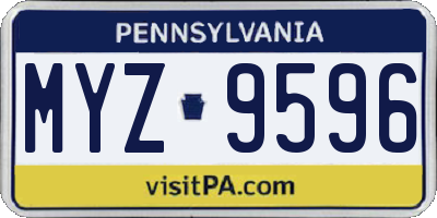 PA license plate MYZ9596