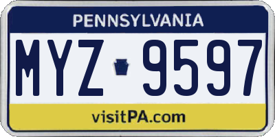 PA license plate MYZ9597