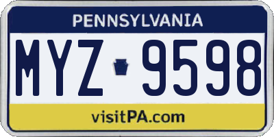 PA license plate MYZ9598