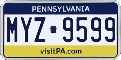 PA license plate MYZ9599