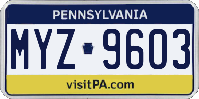 PA license plate MYZ9603