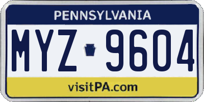 PA license plate MYZ9604