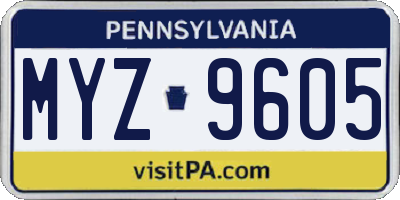 PA license plate MYZ9605