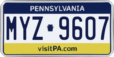 PA license plate MYZ9607