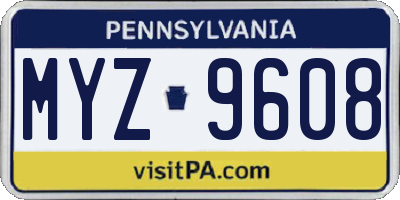 PA license plate MYZ9608