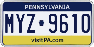 PA license plate MYZ9610