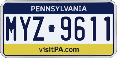 PA license plate MYZ9611