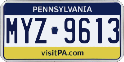 PA license plate MYZ9613