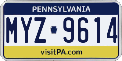 PA license plate MYZ9614