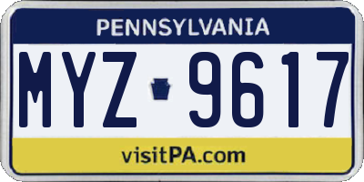 PA license plate MYZ9617