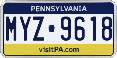PA license plate MYZ9618