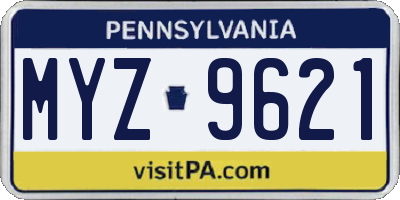 PA license plate MYZ9621