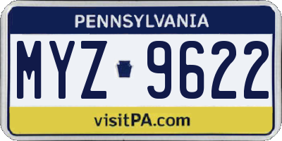 PA license plate MYZ9622