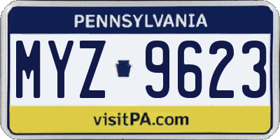 PA license plate MYZ9623