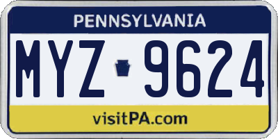 PA license plate MYZ9624
