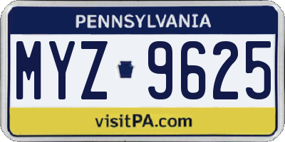 PA license plate MYZ9625