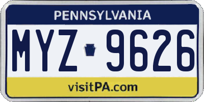 PA license plate MYZ9626
