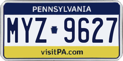 PA license plate MYZ9627
