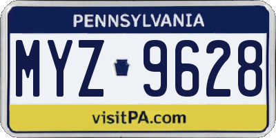 PA license plate MYZ9628