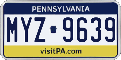 PA license plate MYZ9639