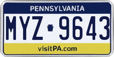 PA license plate MYZ9643