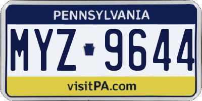 PA license plate MYZ9644