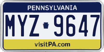 PA license plate MYZ9647