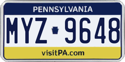 PA license plate MYZ9648