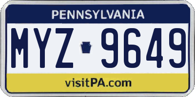 PA license plate MYZ9649
