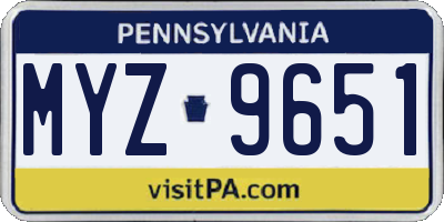 PA license plate MYZ9651