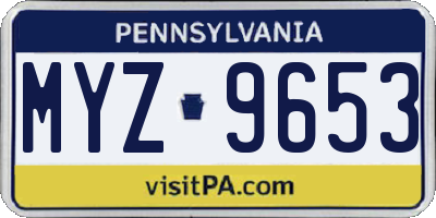 PA license plate MYZ9653