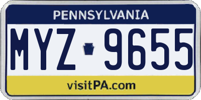 PA license plate MYZ9655