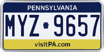 PA license plate MYZ9657