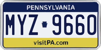 PA license plate MYZ9660