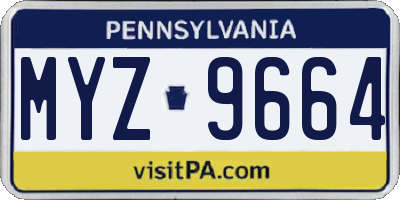 PA license plate MYZ9664